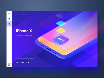 IPhoneX blue clean flat iphonex ui ux wantline web