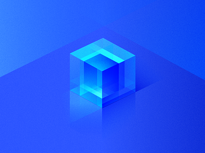 Cube blue clean colorful cube flat illustration wantline