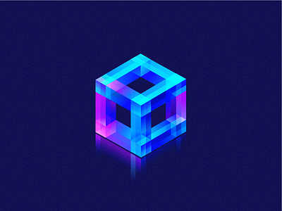 Cube 2 blue clean colorful cube flat illustration wantline