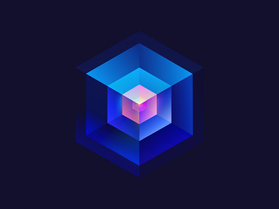 Cube4 blue clean colorful cube flat illustration wantline