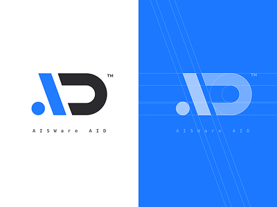 Aisware AIDesign blue branding clean flat icon logo typography