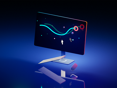 17th desktop blender blue clean desktop flat icon illustration