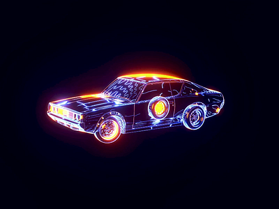 Hologram-Car-2 3d art animate animation blender car hologram illustration lights lineart material texture