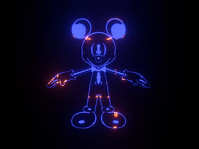 Mickey Mouse 3d animation blender eevee hologram lights mickeymouse mouse