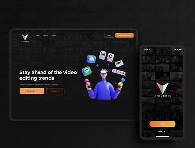 Vidverse Video Editor Landing Page branding design landing page landing page design ui uiux video editing app video editor