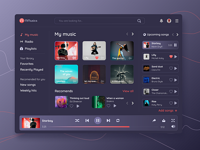 Music Player Design and  Dashboard Design
