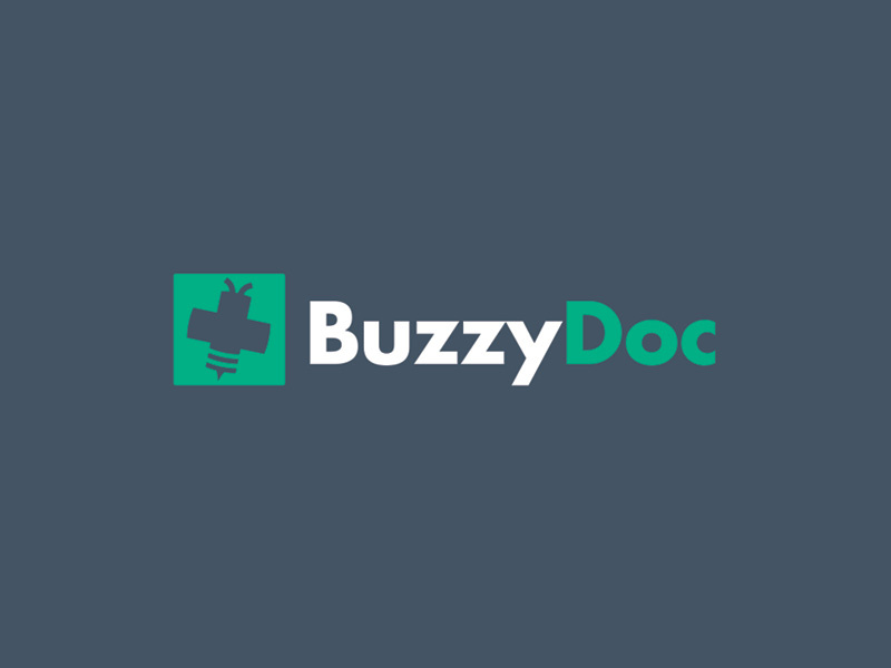 BuzzyDoc Logo buzz bee branding cross medical buzzy doc logo left plus right