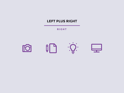 Left Plus Right Icon Set - RIGHT bulb camera design light paper pencil screen
