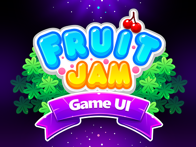 Fruit Jam Game Title branding design fruit logo fruitjam game game art game design game title game ui illustration logo match 3 game mobile mobile app mobile game title title design typography ui