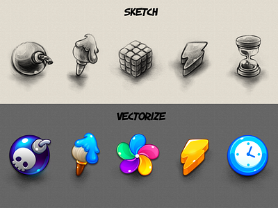 Marble Game: Icon's Sketch bomb icon brush icon clock icon design game game art game design game icon game ui game uiux icon icon design illustration pinwheel icon sketch thunder icon ui