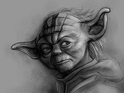 Photo Study Master Yoda alien character creature fineart galaxy graphite drawing illustration illustrator jedi master yoda may the force be with you pencil drawing portrait portrait art space starwar starwars yoda