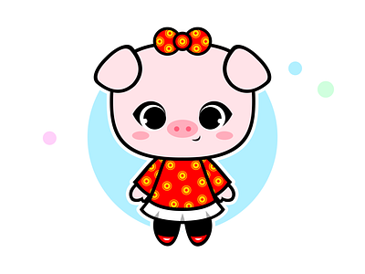Cute Little Piggy Sticker cartton character character design chibi cute for sale illustration illustrator pig piggy piglet pink zazzle
