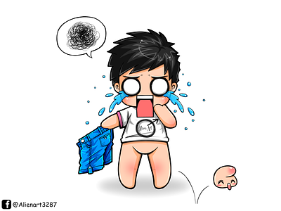 Oh no! It escaped! boy cartoon character character design chibi comedy funny humorous illustration illustration illustration art illustrator mature mean boy naked penis woman