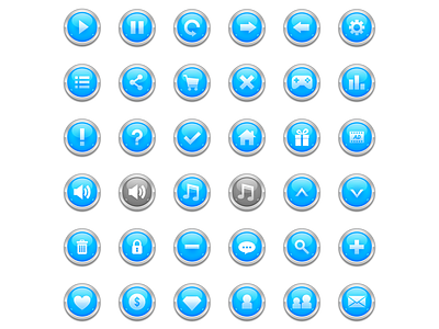 Glossy Blue Game Button app app button app ui design free free psd game art game button game design game icon game mobile game ui glossy button icon mail button mobile mobile ui pause button ui uiux