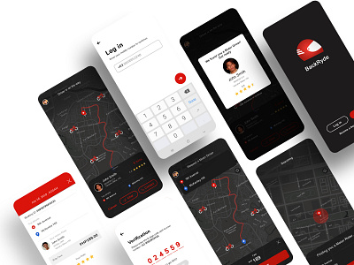 Backryde Mobile App (UI Map) design logo minimalism mobile app mobile design ui user experience user interface ux