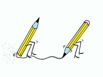 Re-do colourful funny illustration minimal pencils