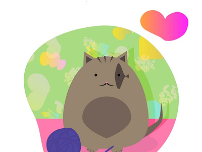 Fat gray cat 3d a cat in the body a cat with a ball animation branding graphic design logo motion graphics ui
