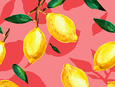 Background with the image of lemons. Original background with le print