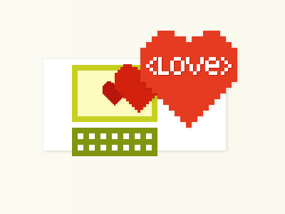 Developed With Love computer developed with love illustration pixelized