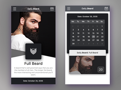 Daily Beard app beard calendar clean clean design daily date grayscale ios sketch visual