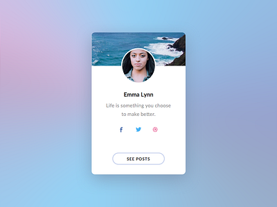 Social Profile light ocean posts profile social ui user user interface ux white widget