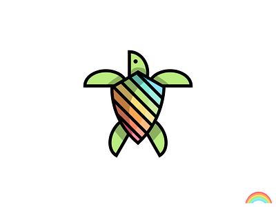 🌈 Rainbow Turtle animal colorful icon logo rainbow turtle