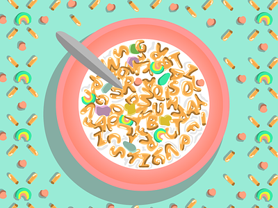 Cereal Bowl bowl breakfast brunch cereal color cute illustration lettering pastel pink words