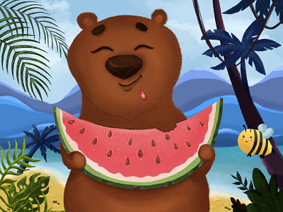 Bear on vacation branding design graphic design illustration logo ui