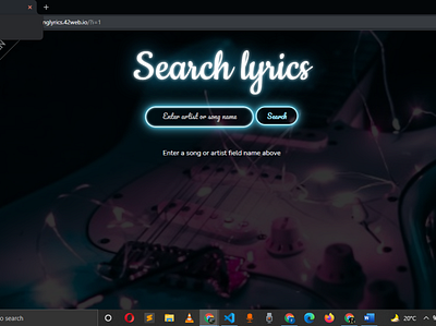 I have designed and developed Lyrics searcher website animation css html javacript lights neon ui