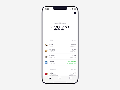 Five Cents Add Expense – Interaction Flow animation app expense finance fintech income interactive ios manager minimal mobile money personal side swiftui tracker ui uiux ux