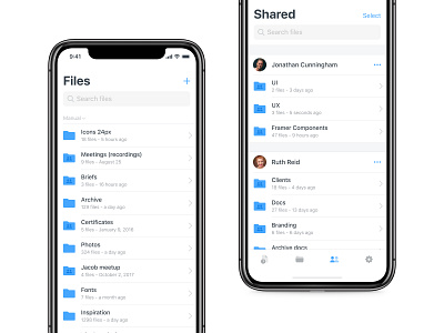 Files & Shared screens — Shary app