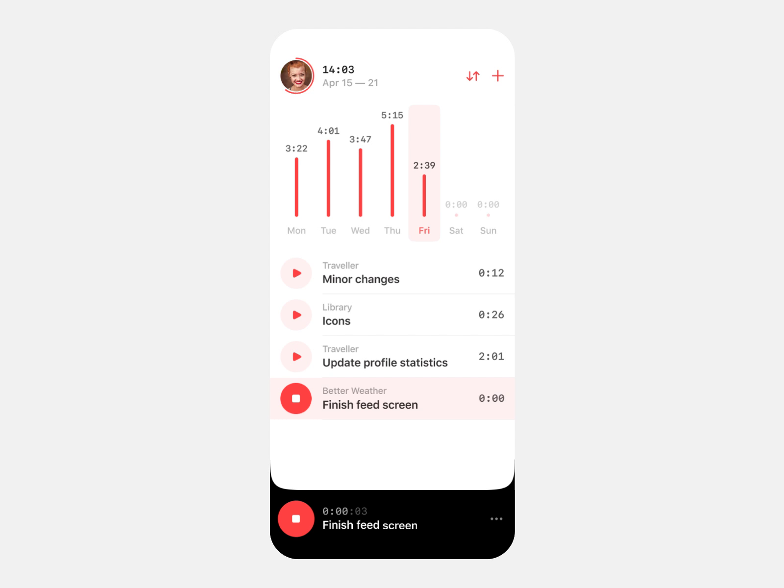 Add new task — Time Tracker by Andrew on Dribbble