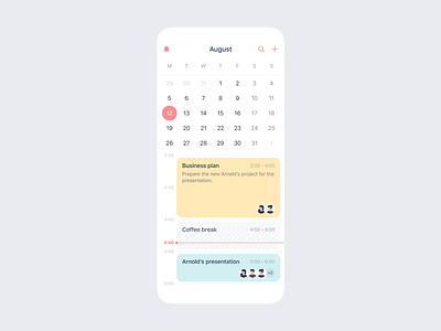 Improved Calendar app app business busy calendar event ios mobile pastel productivity task todo