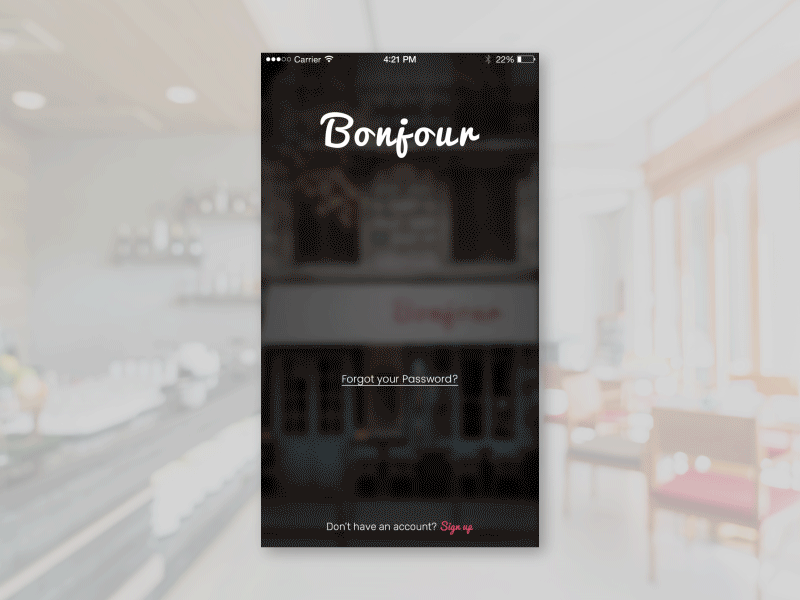 Bonjour Restaurant Menu app bonjour booking drink food ios kit mobile restaurant ui