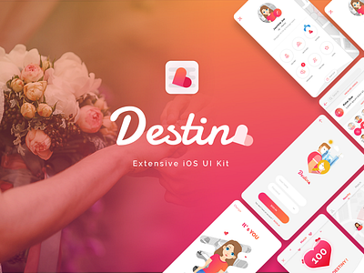 Destino iOS UI KIT app dating destino ios iphone kit mobile photoshop sketch template ui xd