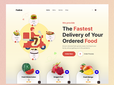 Food Delivery Website Header design graphic design illustration landing page ui web ui website