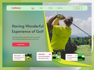 Golf Header Website design graphic design landing page ui web ui website
