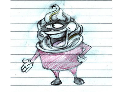 Frozen Yougurt Cup Character Sketch cartoon character mascot sketch