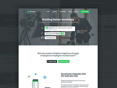 Bonusly New Homepage bonusly homepage marketing site website