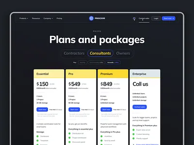 pricing page dark mode design pricing page saas tabs ui ux