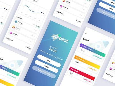 co-pilot app app clean colourful gradient rocket ui ux