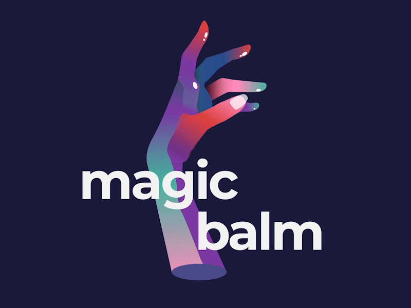 Magic Balm animation branding gradient hand illustration magic product vector