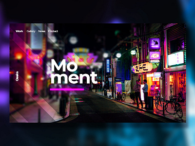 Moment Website colourful homepage landingpage neon photography travel typography ux website