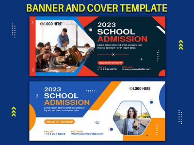 School Admission social media cover and banner design template