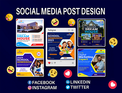 Social Media Post Design Template banner design branding cover design design digital marketing post facebebook banner facebook post graphic design instagram post linkedin post post design school admission post social media social media design social media post design social post