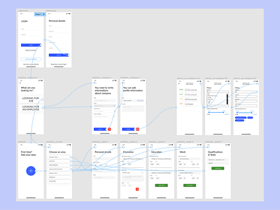 Prototype of app to help developers find right work. design ui ux