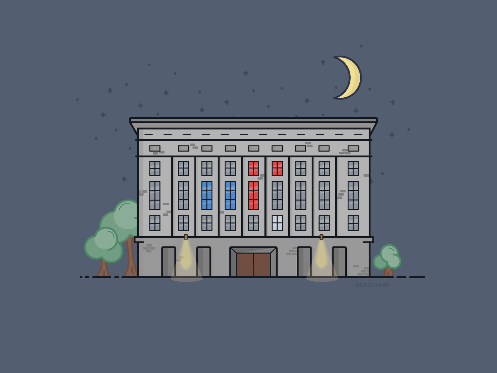 Berghain by night berghain building digital illustration night techno