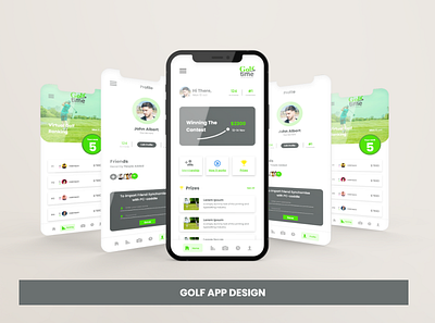 golf app app appdesign creative design golf golf app home how it work icon logo membership minimal prizes profile ranking tea time ui unique