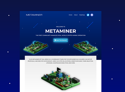 Metaminer nft landing page blockchain creative crypto design icon marketplace metaminer minimal miningoperation nft realworld roadmap token ui web world