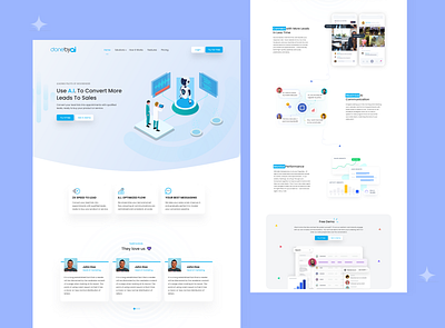 Artifical intelligence landing page artifical inteligence beautiful connect leads conversation creative design icon illustration leads minimal monitor performance robot sles ui web